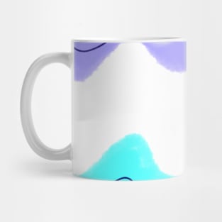 Blue purple black line art watercolors Mug